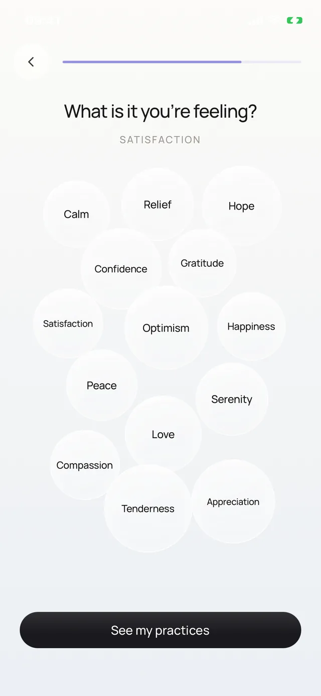 Naming the feeling in oléyoga — calm, relief, hope, gratitude — from a cloud of words