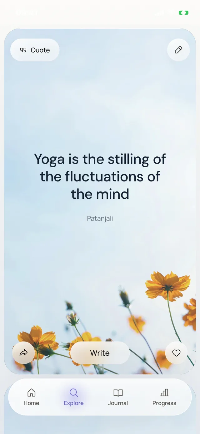 A line of yoga wisdom in oléyoga: “Yoga is the stilling of the fluctuations of the mind”, Patanjali