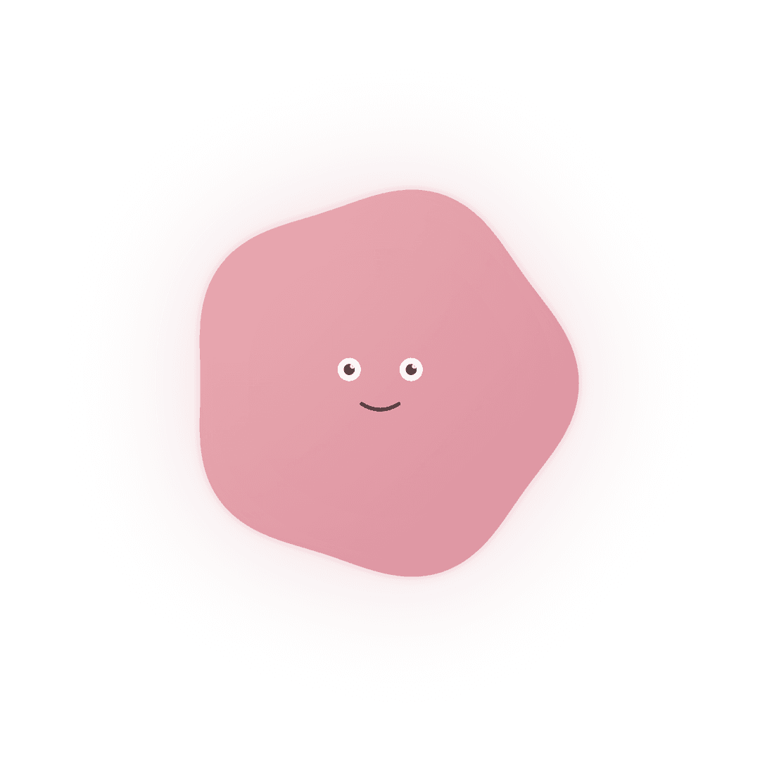 oléyoga's character looking straight ahead, eyes open, smiling