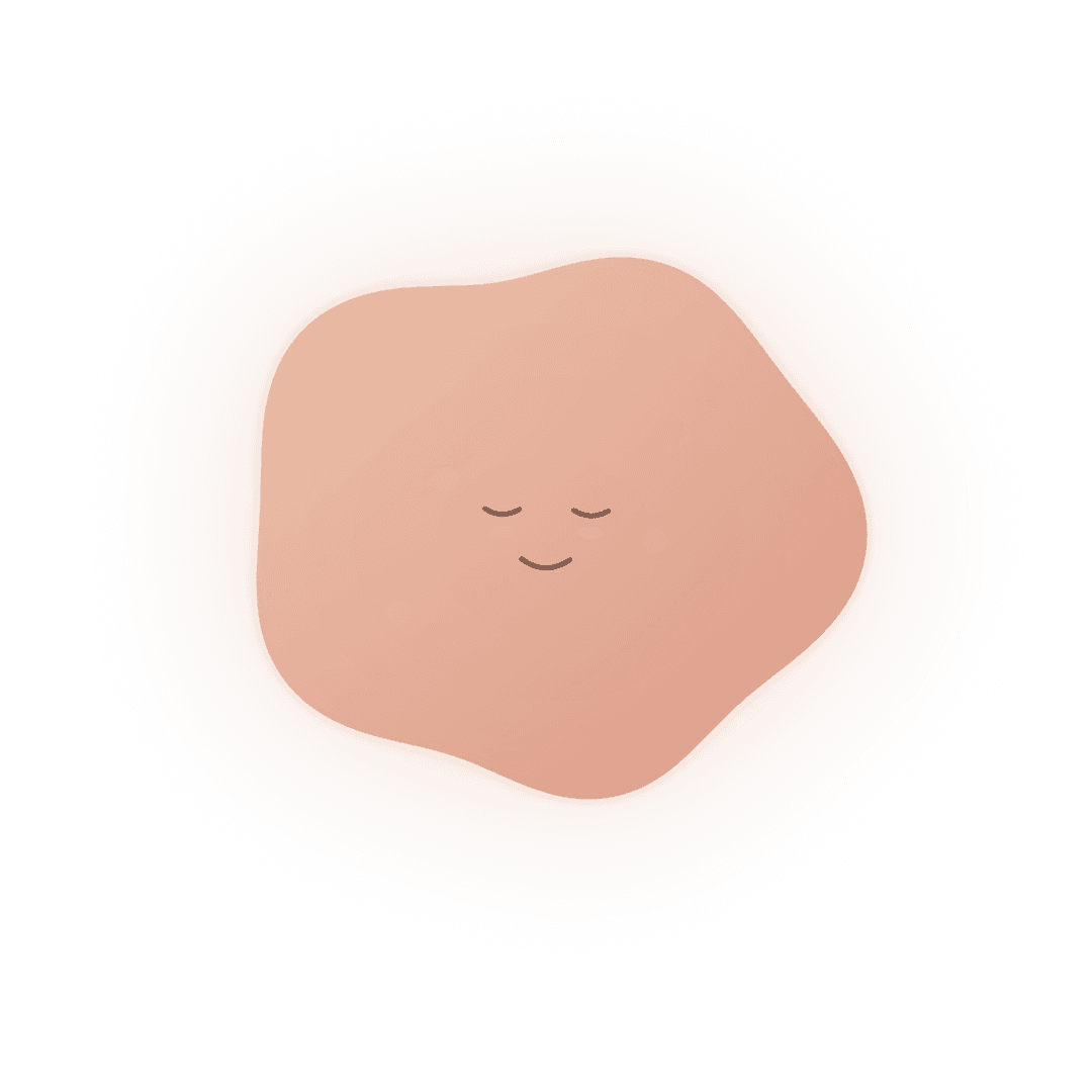 oléyoga's character with its eyes closed and a small settled smile